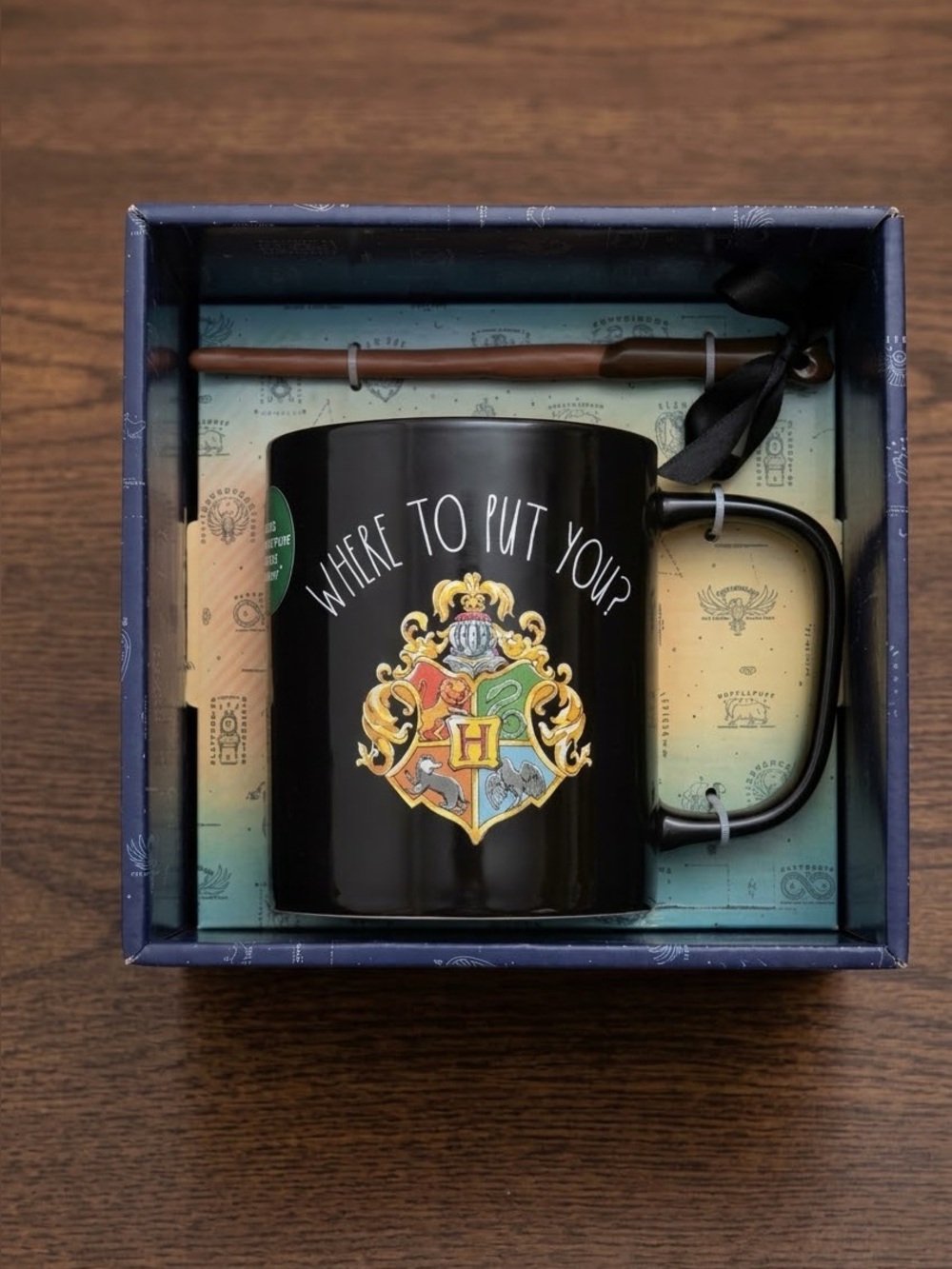 Rae Dunn Harry Potter Color Changing Mug Set Hogwarts Wand Stirrer NIB New